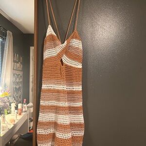 Striped Crochet Dress with Spaghetti Straps